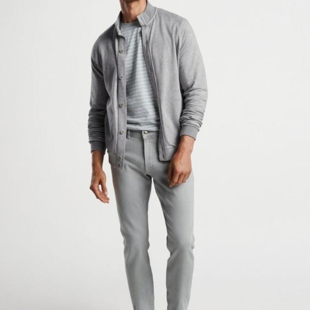 Peter Millar Gray Baldwin Cotton Cashmere Cardigan Sweater Men's Medium